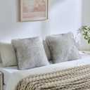 FUTEI Black White Decorative Throw Pillow Covers 26x26 Inch Set of 2,Soft Fluffy Faux Fox Fur Textured Euro Pillow Shams,Modern Home Decor for Couch Living Room