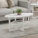 Furinno Jaya Oval Coffee Table, 35.43 (W) x 16.49 (H) x 19.69 (D) inches, White, 19.7"D x 35.4"W x 16.4"H