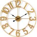 Sorbus Gold Metal Wall Clock - 14 inch Decorative Analog Wall Clock for Living Room, Kitchen - Battery Operated