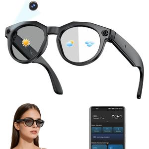 AI Smart Glasses with Camera 4K, Video Recording.Bluetooth for Men & Women -Hands-Free Recording Glasses with Audio, Al-Powered Wearable Tech