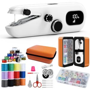 Handheld Sewing Machine, Portable Mini Sewing Machine for Beginners & Adults - Smart LCD Screen, USB-C Fast Charge, 3-Speed Control & Complete Sewing Kit for Home DIY, Fabric Repair and Crafts
