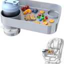 Car Seat Snack Tray for Kids, Mess-Free Square Travel Tray Cup Holder Snack Tray, Durable Car Food Tray for Toddlers, Universal Fit Kids Travel Road Trip Essentials (1, Grey)