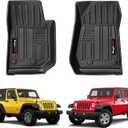 Custom for 2007-2018 Jeep Wrangler JK 4 Door 2 Door Floor Mats 2 Pcs All Weather TPE Rubber Protection Mat (for Jeep Wrangler JK Front Floor Mat)