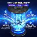 Bug Zapper Outdoor, 2-in-1 Mosquito Zapper with Attraction Light & Airflow Trap, 12H Long-Lasting Rechargeable Cordless Fly Zapper, Auto ON/Off, IPX5 Waterproof or Patio, Camping, Garage