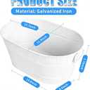 1 Pack 4 Gallon Galvanized Ice Bucket, Large Galvanized Beverage Tub Ice Bucket for Parties, Thick Metal Beverage Buckets with Handles, Oval Drink Buckets for Parties Indoor or Outdoor (White)