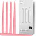 12 Pack Pink Taper Candles, 10 inch Unscented Dripless Candlesticks Valentine's Candles - 8 Hours Long Burning Candles for Home Decor, Wedding, Party (Pink)