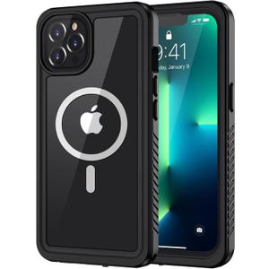 Lanhiem Magnetic for iPhone 13 Pro Case, Waterproof Dustproof Cover [Built in Screen Protector] [Compatible with MagSafe], Full Body Heavy Duty Phone Case for iPhone 13 Pro - 6.1 (Black)