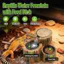 MIXJOY 2 in 1 Reptile Water Fountain with Food Dish 550ML, Reptile Waterfall Drinking Fountain with Adjustable Flow, Natural Resin, Reptile Water Dispenser for Bearded Dragon Gecko Lizard Chameleon