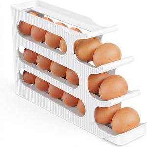 Sotfamily Egg Holder for Fridge, 4 Tiers, Egg Roller for Eggs 24 Count | Auto Rolling Egg Storage Organizer for Refrigerator, Slim Space Saving Container, Dispenser