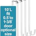 Mars-Rock Over The Door Metal Hooks with Plastic Coating 10" Fit 0.5" to 1 3/8" Door 4 Pcs Heavy Duty Single Towel Robe Rack Wreath Bathroom Shower Hanger Shoe Organizer Ironing Board Long White