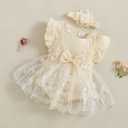Douhoow Baby Girl Romper Dress Baby Dress Romper Flowers Lace Infant Girl Spring Summer Clothes with Headband