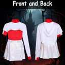 Zombies Costume for Girls, 3PCS Kids Cheerleader Uniform Outfit Halloween Cosplay Party Clothes (4-5 Years, White Skirt)