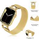 2 x Magnetic Mesh Metal Band Compatible with Apple Watch 10, Dressy C Shaped Buckle Milanese Bracelet Stainless Steel Adjustable Strap Replacement for Apple Ultra Series 9/8/7/6/5/4/3/2/1/SE Women Men