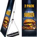 YOSE X Frame Banner Stand Fits Any Banner Adjustable Size 23"X63" to 32"X78" with Portable Retractable Carrying Bag, Customize Stand for Trade Show Exhibition Market and Outdoor Use