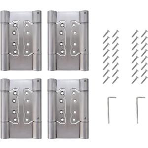 2 Pairs (4X) of 5" 304 Stainless Steel 3mm Thick Non-Mortise Self Closing Double Action Spring Hinges Cafe Saloon Door Swing Hinge