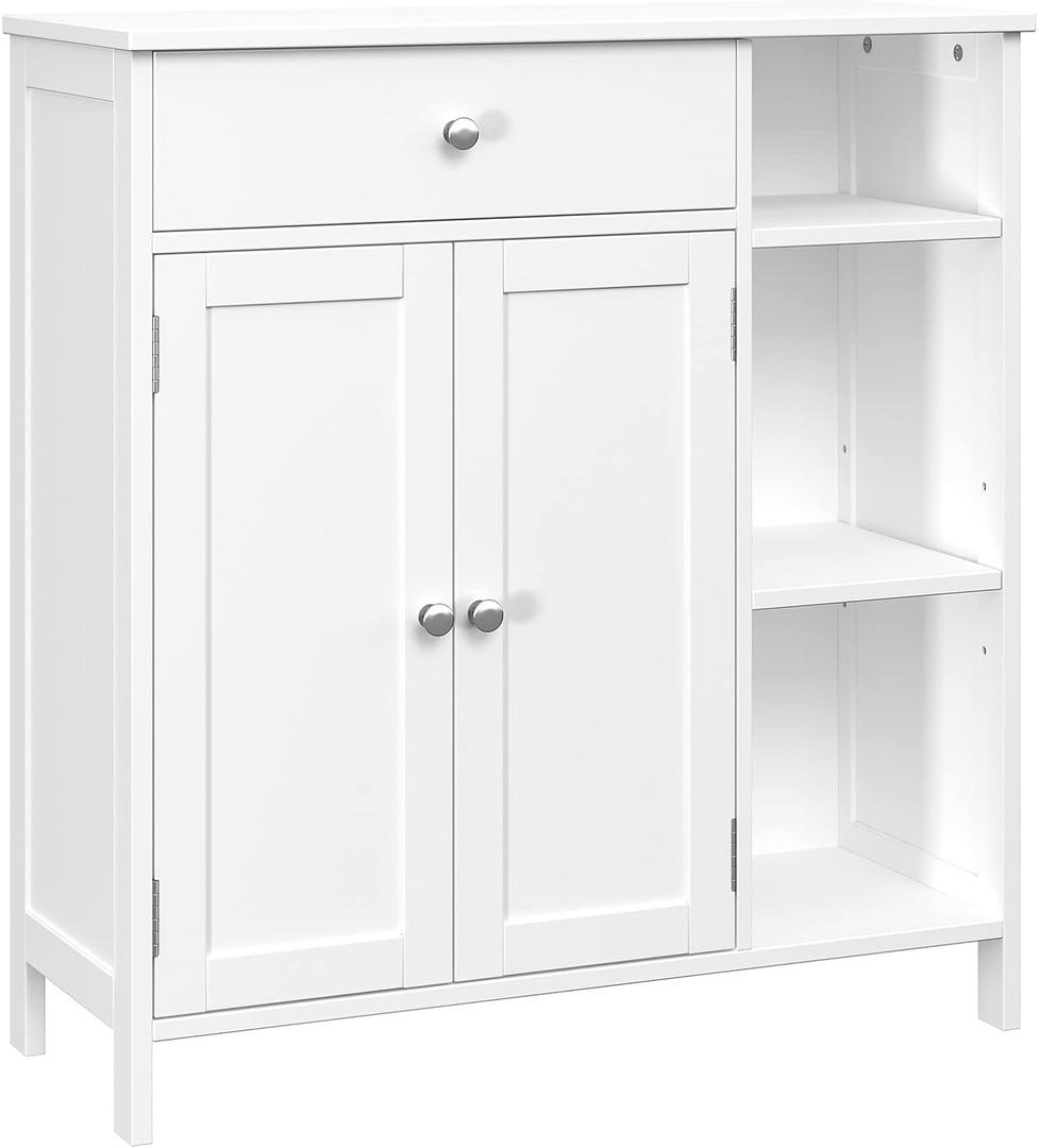 Irontar Bathroom Cabinet with Doors, Bathroom Floor Cabinet with Drawer & Adjustable Shelf, Kitchen Cupboard Storage for Living Room, Entryway, White
