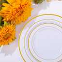 WELLIFE 700 Pieces Gold Plastic Dinnerware Set for 100 Guests - Includes Plates, Cups, Napkins, and Disposable Cutlery - Elegant White & Gold Design, Perfect for Parties and Events