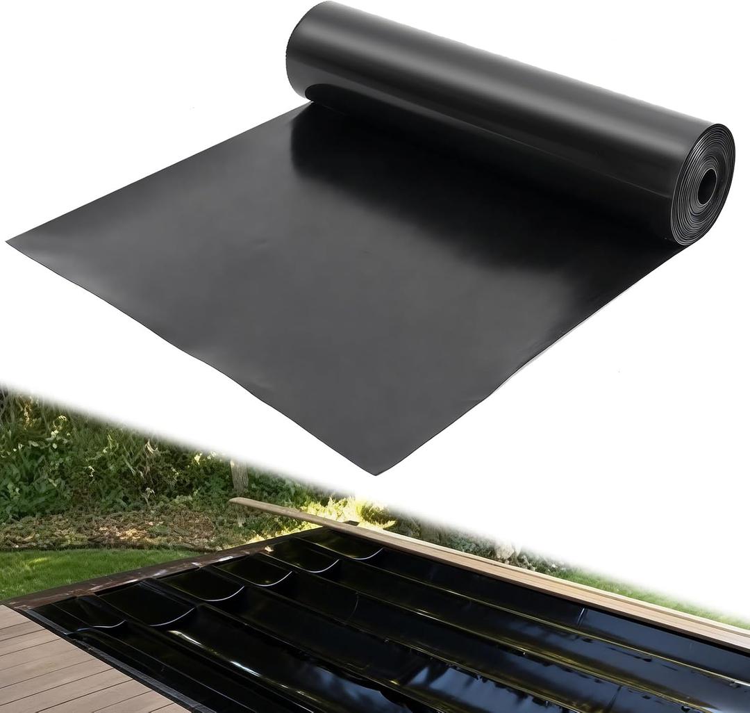 1PCS 50 ft x 20 inches Black Under Deck Drainage System Trough Deck, Fit for 16“ Joist Spacing HDPE Water Drainage Trough System Deck Waterproofing Drain Membrane Rain Shield for Patio (50ft x 20")