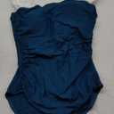 B2prity Womens One Piece Swimsuit Retro Square Neck Tummy Control Bathing Suits Ruched Modest Full Coverage Swimwear Peacock Green,White Medium