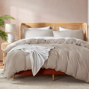 Nestl Linen Duvet Cover King Size - Soft Double Brushed King Duvet Cover Set, 3 Piece, with Button Closure, 1 Duvet Cover 104x90 inches and 2 Pillow Shams