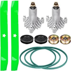 42 Mower Deck Spindles Blades Rebuild Kit Fits Husqvarna LT1000(Only 3-Hole Spindle), 2 Spindles 130794, 2 Blades 134149, Idler Pulley 131494 and 173437, 95 1/2'' Belt 144959