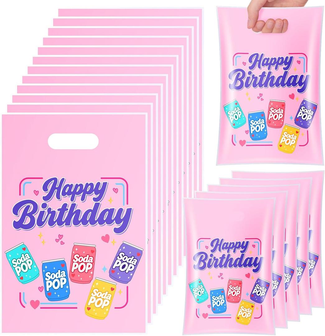 Eccliy 30 Pcs Kpop Soda Pop Birthday Party Favors Bags Cartoon Kpop Band Inspired Goodie Candy Gift Bags with Handles