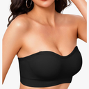 Strapless Bras for Women Non-Slip Wireless Bandeau Bra Seamless Padded Tube Top Bra Including Fabric & Clear Straps