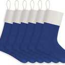 Christmas Stocking 18 Inch 6 Pack Blue Decorative Hanging Xmax Personalized Stockings Bulk for Sublimation Blanks