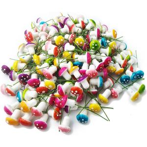 NSBELL 160PCS Fairy Garden Mushroom Mini Tiny Foam Mushroom Miniature Colorful Mushroom Artificial Fairy Garden Ornament for Flower Pot Micro Landscape Decoration