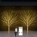2Pack 4FT Lighted Birch Tree with 400 LED Warm White Lights, 8 Modes, Timer Remote Faux Prelit Twig Christmas Tree, Light Up Trees for Indoor Outdoor Xmas Holiday Party Decoration