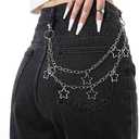 Tgirls Hip Hop Pants Chain - Goth Jean Star Punk Pocket Accessory for Women - Layered Acrylic Keychains Cute Trouser Rock Wallet for Men - Waist Body Accessories for Girls (2 Stat-1)