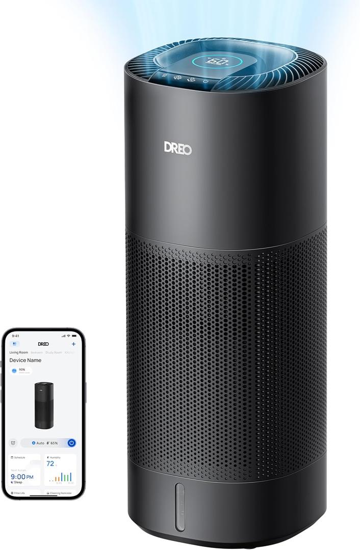 DREO Smart Evaporative Humidifier Large Room up to 1000ft, 800ml/h High Output Air Humidifiers for Bedroom, 10L, 50H Long Runtime with Precise Humidification for Plants, Home, Office, Black, HHM774S