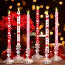 Honoson 6 Pcs Valentine Day Flameless Taper Candles 10.6 Inch Heart Shaped Candles Battery Operated LED Candlesticks for Valentine Wedding Anniversary Dinner Table Home Party Decor