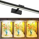 Wireless Picture Lights for Wall, Battery Operated Wall Light for Painting Rechargeable CCT Rotatable Art Gallery Light with Remote Dimmable Timer for Artwork Frame Display Dartboard (Black, 16inch)