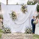 50FTx12FT White Wrinkle-Free Wedding Backdrop Curtain -Silky Washable White Polyester Drapes for Baby Showers, Birthday Parties, Photography, and Wedding Receptions-10 Panels 5FTx12FT