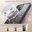 FUNMIKO for iPhone 16 Pro Max Case with Privacy Screen Protector, Wireless Charging Compatible, Translucent Matte Cover - Cute Floral Design Phone Case for Women Girls - Tiny Flower and Leaves