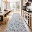 jinchan Lima Kitchen Runner Rug 3x7 - Vintage Floral Machine Washable Non-Slip Hallway Runner Rug with Rubber Backing Ultra-Thin Carpet for Bedroom Laundry Room Farmhouse (3x7ft, Blue)