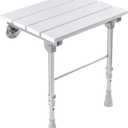 Folding Shower Seat Wall Mounted with Legs, Shower Seat Benches Stool Chair for Inside Shower, Fold Down Shower Seat for Seniors Small Shower Space, Foldable Fold up Waterproof Wood Height Adjustable