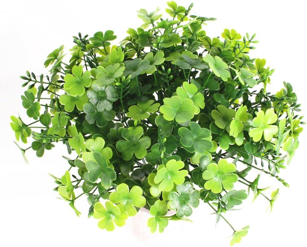 5 PCS Artificial Shamrock Flower Bush Fake Clover Plants for St Patricks Day, Irish Themes and Saint Paddy's Displays Home Office Garden Decoration