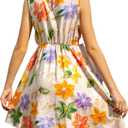 3 x RONGTAI Girls Sleeveless Dress Round Neck 5D Floral Printed Sundress for Casual Party Beach Little Girl 2-12 Years (4-5T)