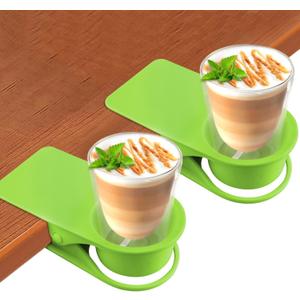 Kalolary 2PCS Table Edge Cup Holder Clips - Versatile Desk & Table Cup Clip for Home, Office & School (Green)