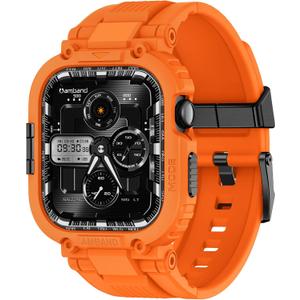 AmBand Bands Case Compatible with Apple Watch Series 11/10 46mm for Men, M1 Sport Rugged Heavy Duty Cover Tactical Strap Military Grade Protective Bumper Protector for iWatch 46 mm Men, Orange