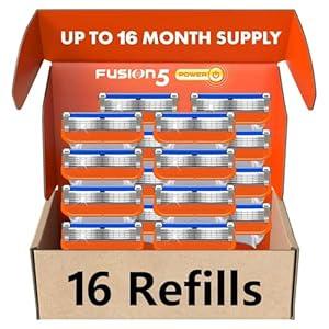 16 Count Razor Blade Refills, Compatible with Fusion5 Razor, Long-Lasting Sharpness and Skin-Friendly Shaving – Orange Edition
