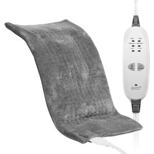 VEVOR Massaging Weighted Heating Pad, 12" x 24", Grey, Ultra-Soft Crystal Velvet + Sheared Plush, 4.4 lbs, 12 Settings, 2-Hour Auto-Off, For Neck, Back, Shoulder, Abdomen (9 Massage Modes)
