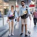 Pawaboo Dog Sling Carrier, Hand Free Breathable Mesh Bag for Puppy Cat, Drawstring Dog Papoose with Adjustable Strap and Pocket, Crossbody Satchel Dogs Purse for Outdoor Travel, L, Deep Purple