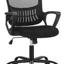 SMUG Home Office Computer Desk Chair - Ergonomic Mid-Back Mesh Swivel Rolling Work with Wheels, Comfy Lumbar Support and Armrest, for Bedroom, Study, Dorm, Student, Adults (Night Black)