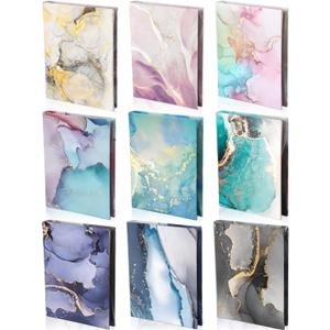 Teling 9 Pack Stretchable Jumbo Fabric Book Covers Colorful Durable Washable Reusable Nylon Protective Covers for School Textbooks Hardcover Paperback Books 9 x 11 Inches(Marble)