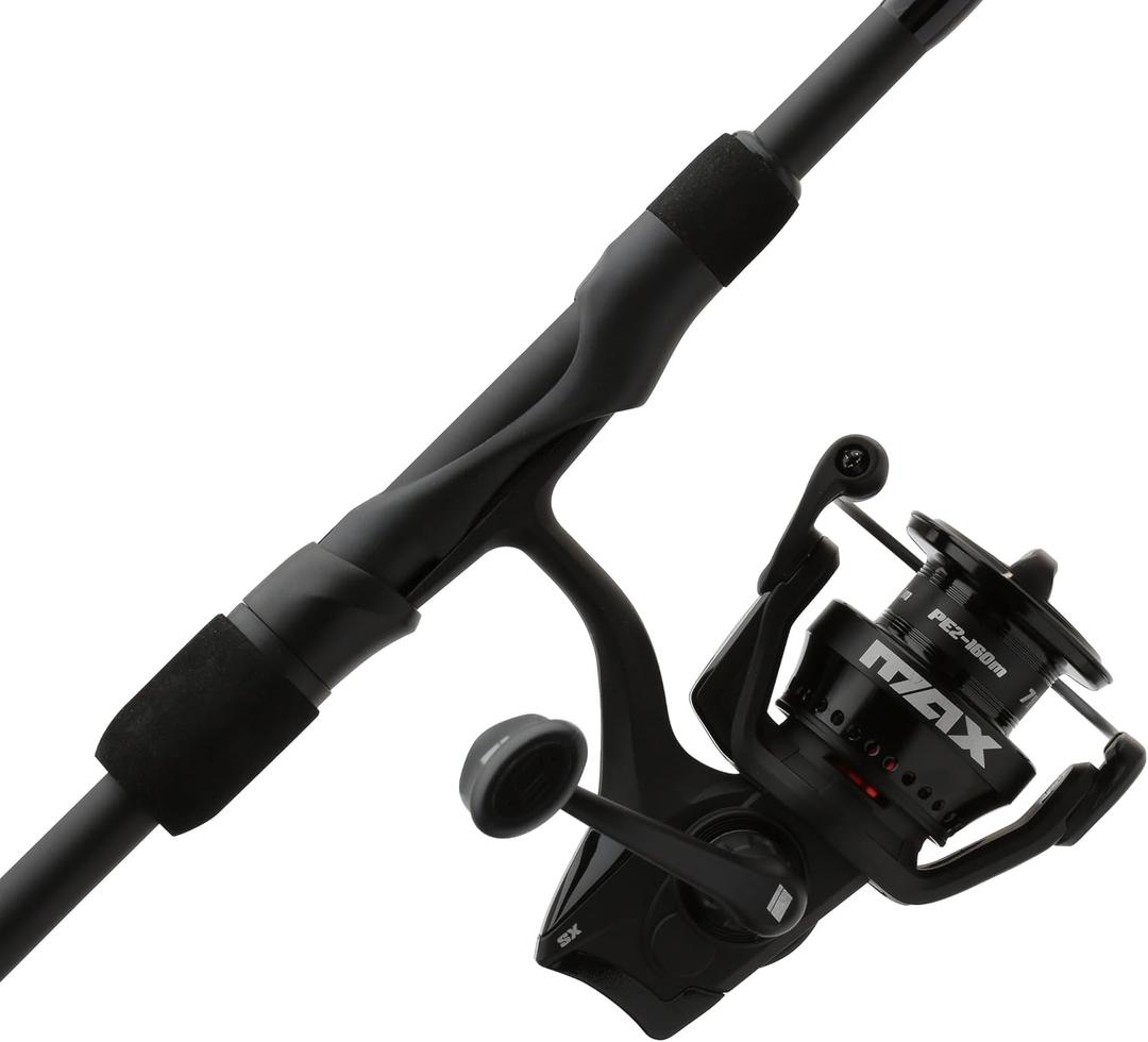 Abu Garcia 7' Max SX Spinning Reel and Fishing Rod Combo, Size 3000 Reel, 7 Stainless Steel Ball Bearings, Smooth Oil Felt Front Drag System, 24 Ton Graphite Rod Blank