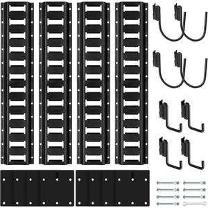 Trailer E-Track Tie-Down Rail System Kit Black, Including 2FT E Track Rail, Etrack Plate, Etrack Hook Accessories for Enclosed Trailer Truck Bed