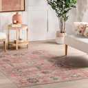 nuLOOM Krystin Medallion 4x6 Machine Washable Area Rug for Living Room Bedroom Dining Room Kitchen, Pink/Grey